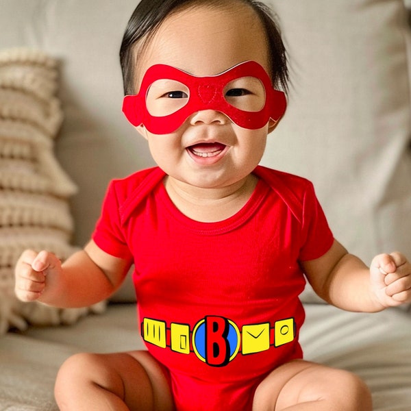 Superhero Belt Baby Grow Vest Clothes - Super Baby Fancy Dress Costume Custom Name Personalised Super Cute Newborn Christmas Gift Top