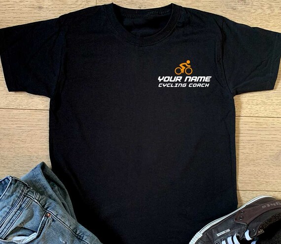 Your Name Cycling Coach Pocket T Shirt Custom Personalised Bike