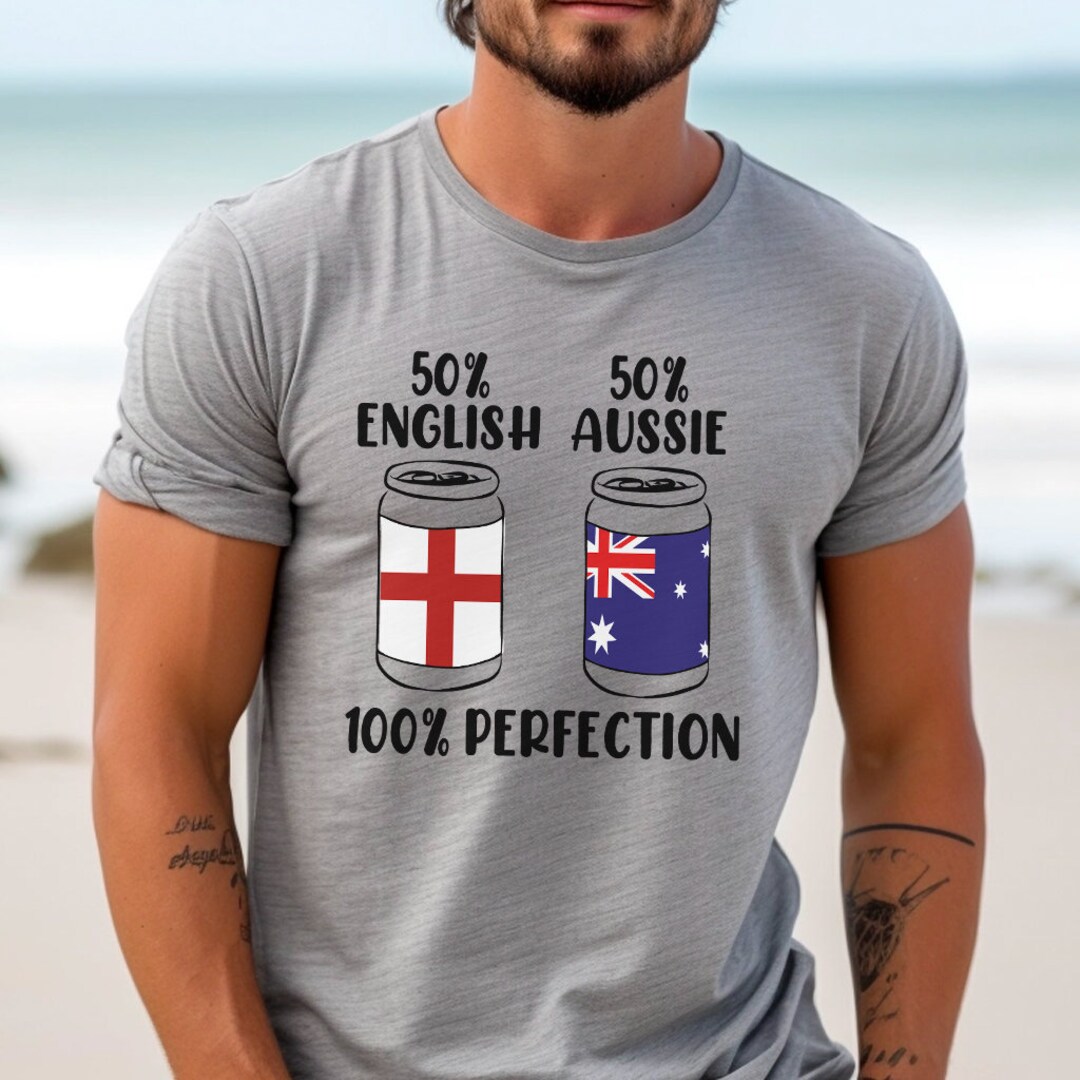 50 English 50 Aussie T Shirt Funny Australia Day Boyfriend Husband Son
