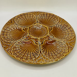 Stunning French Barbotine Majolica Sarreguemines oyster serving platter.