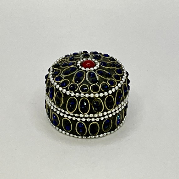 Moroccan hand made vintage lidded pill box / trin… - image 1