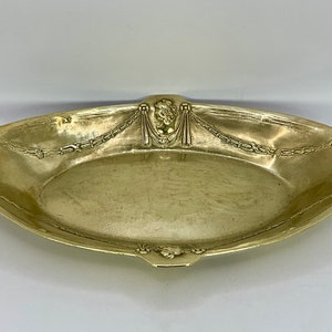 Hermoso plato de tocador art nouveau de oro macizo vintage francés / cuenco ornamental / plato de caramelo.