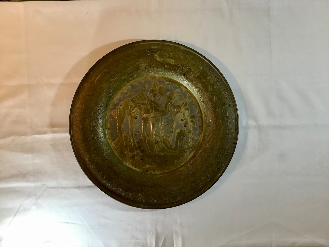 Tunisian Brass / Bronze Wall Plate in Good Vintage Used Condition and a
