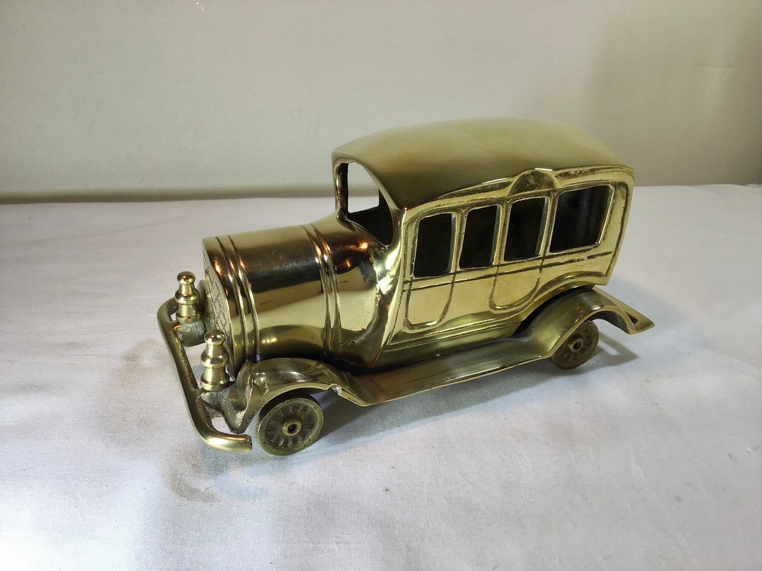 Stunning French Solid Brass Hand Made Model of a Classic Automobile. A