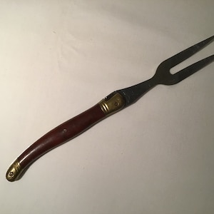 French vintage LAGUIOLE cheese serving fork with a brown polypropylene handle