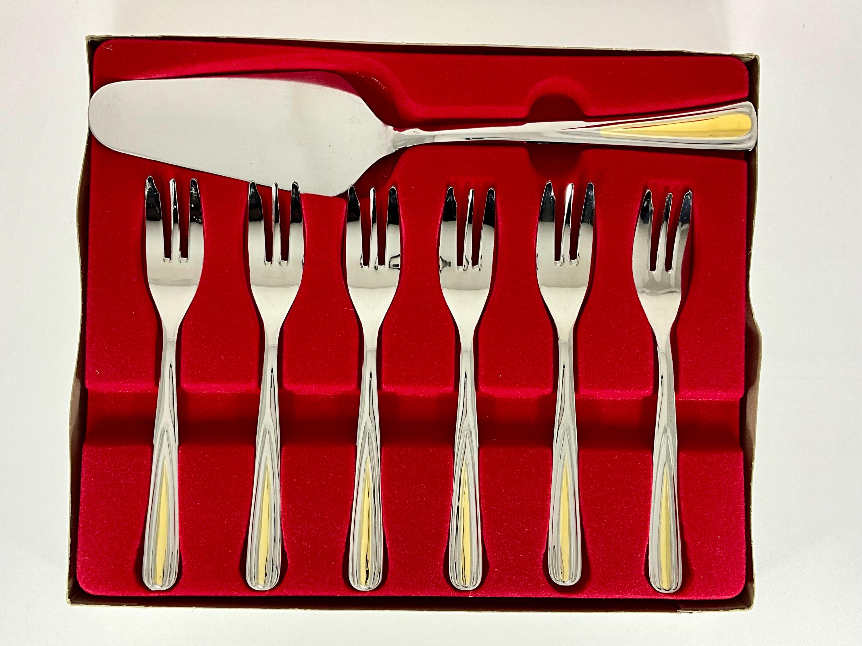 Ancien Ensemble à Dessert Bergeron En Métal Argenté - Service Incomplet (4 Fourchettes, 5 Cuillères)