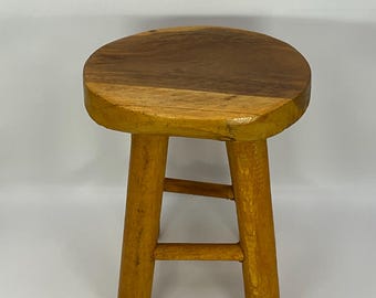French vintage small ornamental hardwood stool for teddy bears or plant stand.