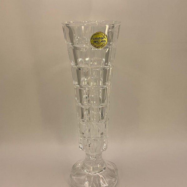 Französische Vintage 1 Blei Kristallglas Cristal d'Arques Knospe / Blumenvase.