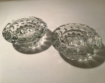 French vintage glass pair of 2 candle holders.