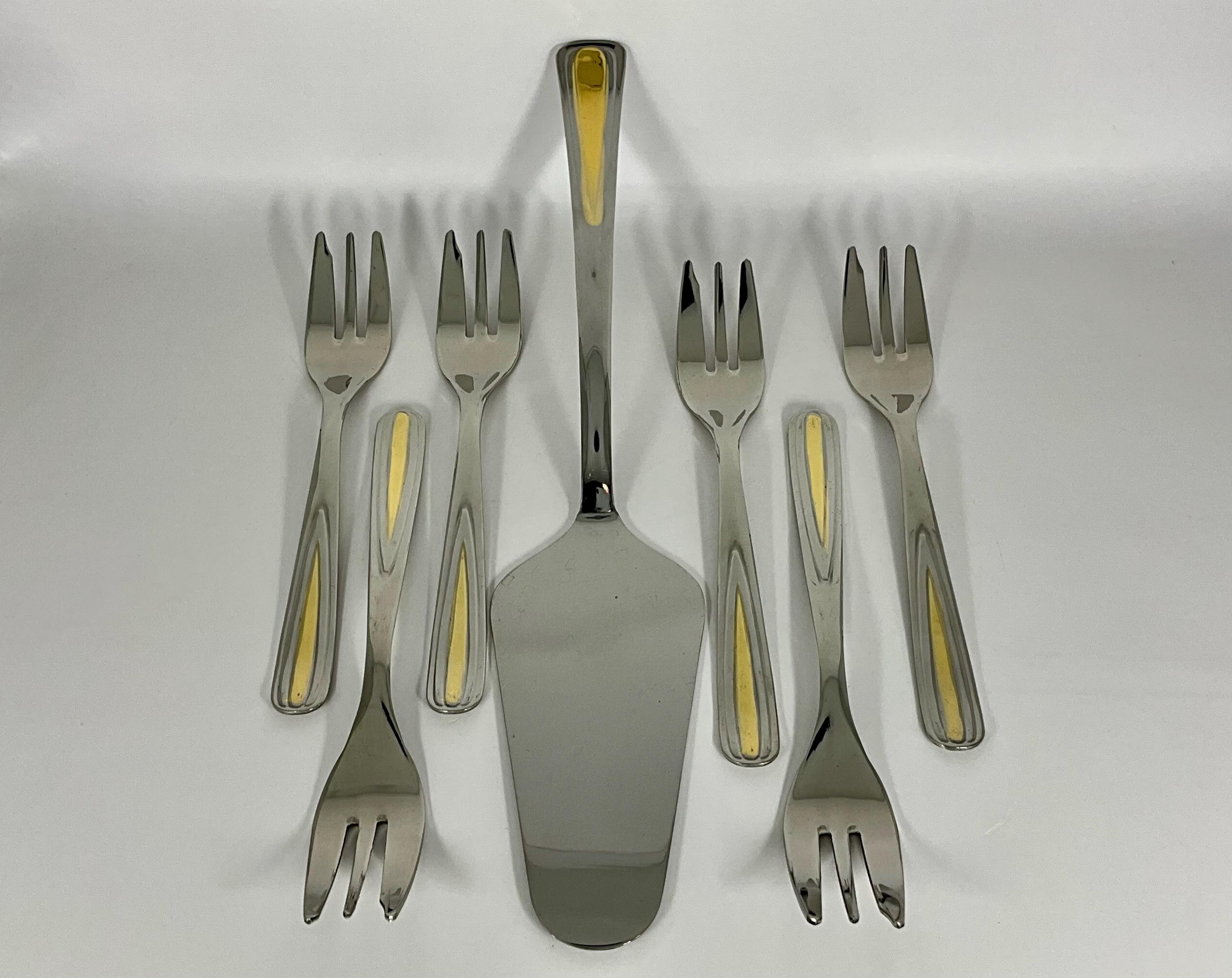 Ensemble à Dessert Ancien Bergeron - Métal Argenté - Fourchettes & Pelle - Boîte Incluse