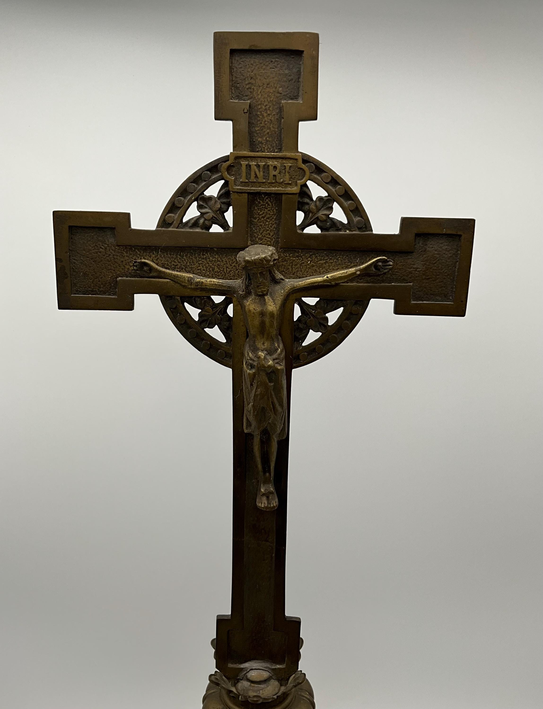 Stunning French Vintage Ornate Free Standing Large Brass Religious