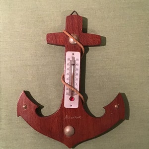 French vintage nautical themed wall hanging thermometer.