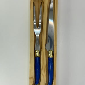 Linda faca e garfo de trinchar franceses vintage LAGUIOLE, de 2 peças.