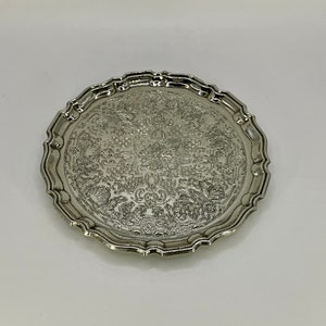 French vintage silver metal ornate wine bottle / champagne bottle holder / coaster.