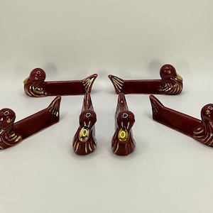 Splendido set di 6 posate/stoviglie per posate ornamentali in ceramica vintage francese.