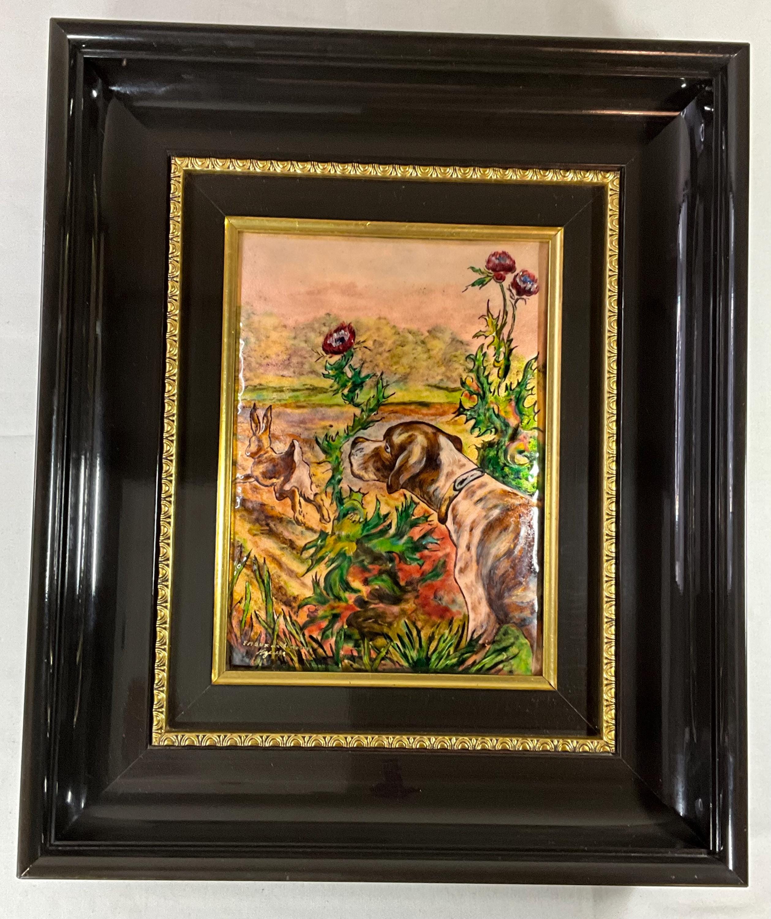 S.ミゲルによる銅版画に、本物のサインと手描きが施されたリモージュ