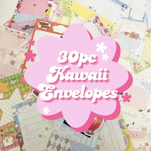 30pc Kawaii Stationery Envelopes | Memo Sheets, Stickers, Decorative Paper Grab Bag