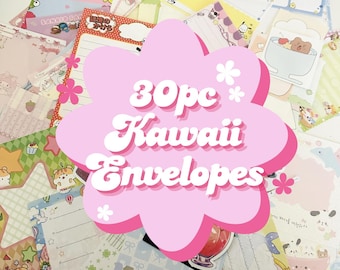 30pc Kawaii Stationery Envelopes | Memo Sheets, Stickers, Decorative Paper Grab Bag