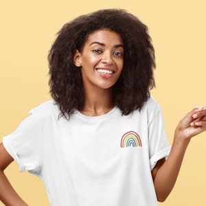 Rainbow t shirt women's cheap