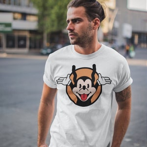 Cartoon Dog Unisex Shirt,diverse Farben,Bio Baumwolle,Fairtrade,Lustiges Retro Cartoon Design Shirt,Geburtstagsgeschenk