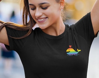 Rainbow whale Unisex Shirt,Bio Baumwolle,Fairtrade,Statement Shirt,Qeer Freunde Shirt,Pride t-Shirt,Trendshirt,Pointillismus Art