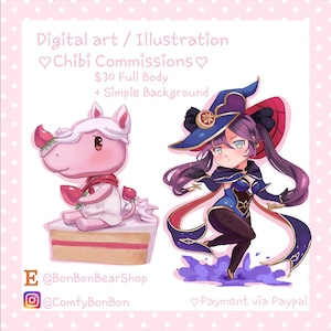 Cute Custom Anime Chibi Couple Style Portrait Digital Illustration Commission DND Fantasy Style / OC / Fanart