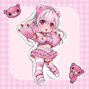 Super Sonico Gloomy Bear Chibi Vinyl Sticker