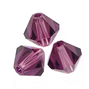 Amethyst Swarovski Crystal Beads: 4mm Faceted Bicone #5301/5328