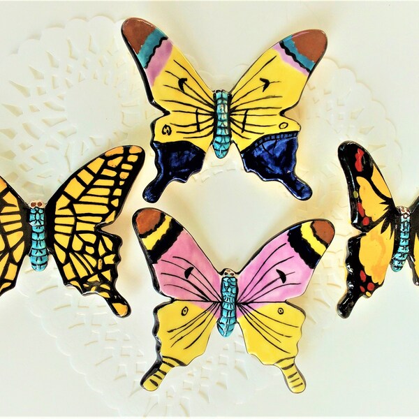 Butterflies Handmade Ceramic Monarch butterflies, glazed and handpainted, home decor, wall hanging butterflies, indoor and outdoors decor.