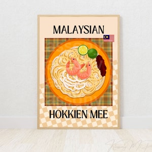 Malaysian Hokkien Mee Printable Wall Art, Malaysian Cuisine Home Decor, Classic Noodle Dish Poster Asian Kitchen Food Print DIGITAL DOWNLOAD