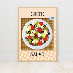 Greek Salad Printable Wall Art, Mediterranean Food Poster, Fresh Home Kitchen Decor, Summer Vibes Print DIGITAL DOWNLOAD, Foodie Lover Gift