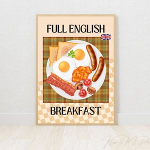 A Full English Breakfast Printable Wall Art to Fuel Your Mornings, Classic English Breakfast DIGITAL DOWNLOAD, Breakfast Kitchen Print Decor