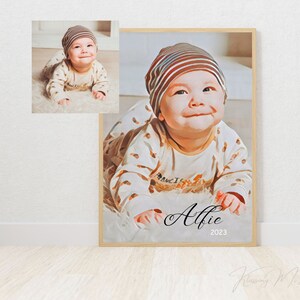 Personalised Portrait Custom Digital Illustration, Upload Your Own Photo Personalised Print, Personalised Name Gift Personalised Date Poster