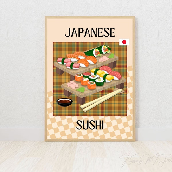 Japanese Sushi Printable Wall Art DIGITAL DOWNLOAD, Authentic Japanese Cuisine-Inspired Print, Sushi Poster Wall Decor, Gift For Food Lovers