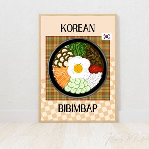 Koreanische Bibimbap druckbare Wandkunst, Taste of Korea Kitchen Decor Print DIGITAL DOWNLOAD, asiatische Küche Foodie Poster, Geschenk für Food-Liebhaber