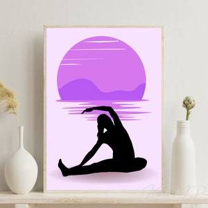 Yoga Poster, Find Inner Peace & Serenity Purple Sunset Mountain Yoga Wall Art, Perfect for a Calming and Relaxing Ambiance DIGITAL DOWNLOAD
