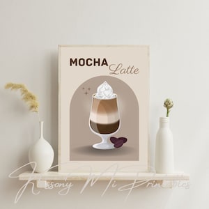 Mocha Latte Digital Wall Art, Mocha Printable Download, Mocha Coffee Print Decor, Coffee Kitchen Posters, DIGITAL DOWNLOAD, PRINTABLE
