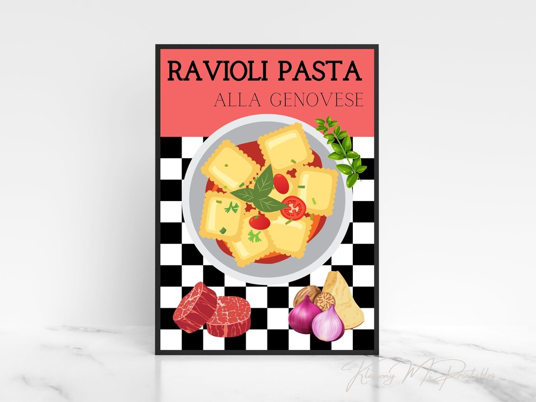Ravioli Pasta Alla Genovese Printable Wall Art Featuring Dish & Cooking ...