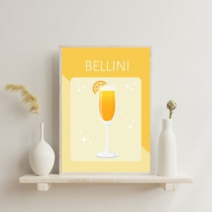 Bellini Cocktail Digital Wall Decor, Bellini Drink Wall Print, Drink Downloadable Bar Poster, Cocktail Gallery, DIGITAL DOWNLOAD, PRINTABLE