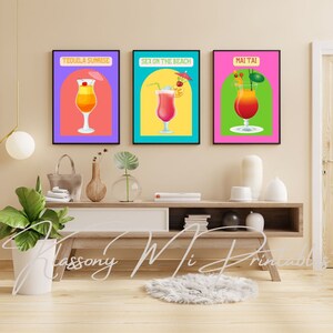 Bright and Colourful Cocktail Printable Wall Art, Classic Summer Cocktails Collection, Set of 3 Cocktail Prints, DIGITAL DOWNLOAD, PRINTABLE