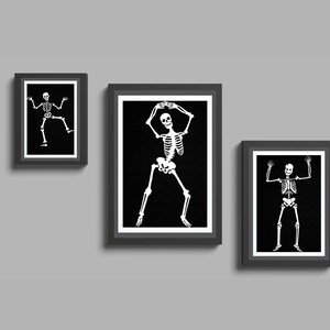 Halloween Printable Wall Art, Skeleton Halloween Posters Set of 3, Halloween Prints, Festive Home Decor, DIGITAL DOWNLOAD, PRINTABLE
