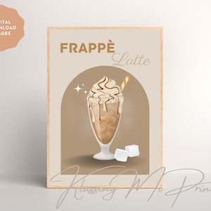Frappe Latte Digital Wall Art, Iced Frappe Latte Printable Art, Iced Latte Wall Decor, Coffee Prints, Home Art, DIGITAL DOWNLOAD, PRINTABLE