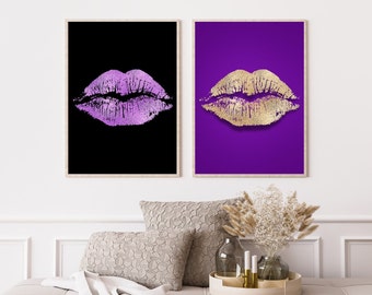 Lips Purple And Gold Pillows Gold Lips And Purple Lips Printable