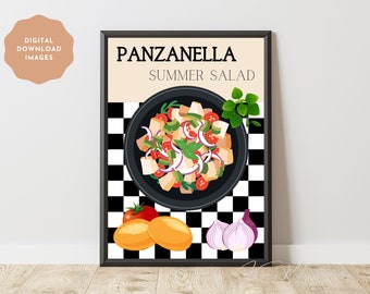 Italian Style Panzanella Salad Printable Art Home Cooks & Foodies Wall Decor Fresh Summer Salad Poster Modern Kitchen Print DIGITAL DOWNLOAD