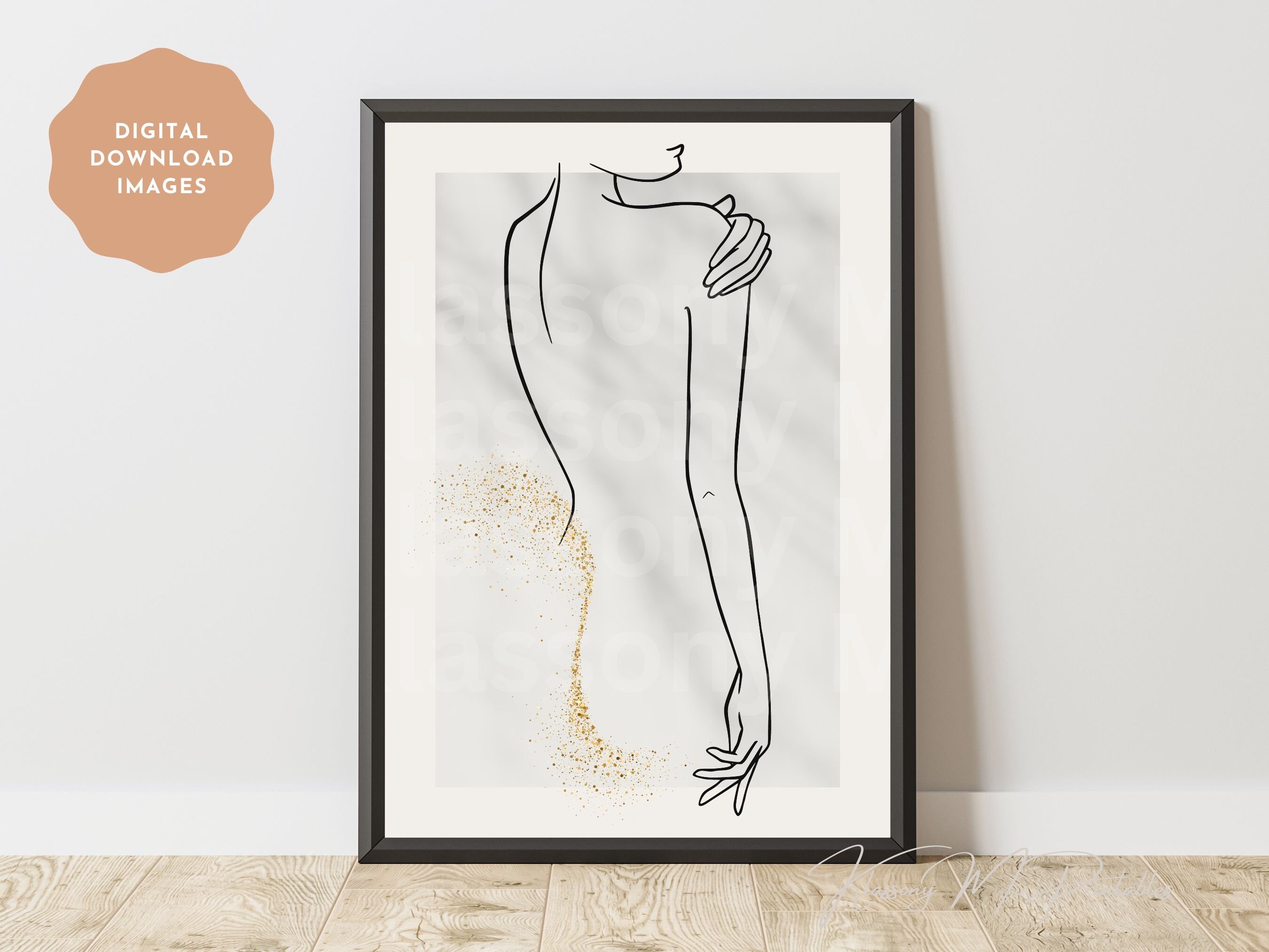 Set of 3 Printable Nude Female Line Art Contemporary Wall Decor ...