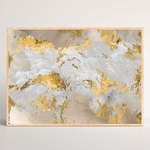 Gold Rauchige Flüssige Kunst, Strukturiertes Gold Downloadable Wanddekor, Gold und Weiß Poster, Professionelles Design, DIGITALER DOWNLOAD, DRUCKBAR