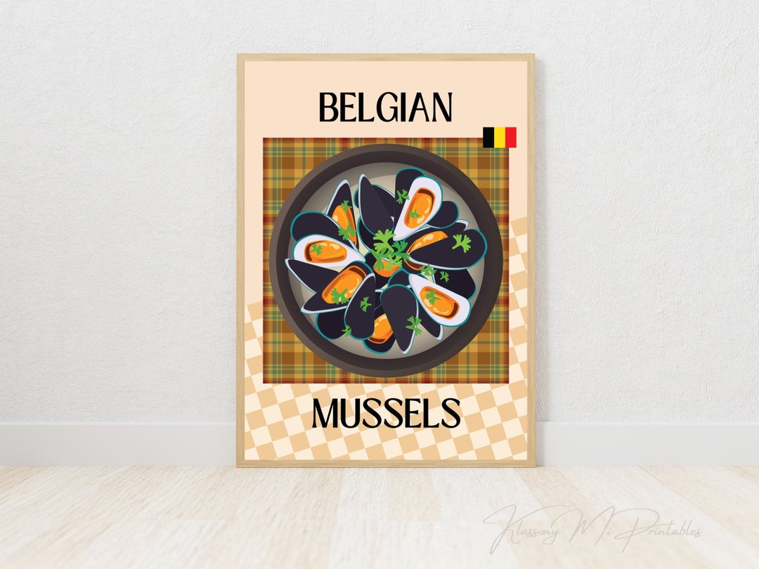 Belgian Mussels Printable Wall Art for Shellfish Lover, Gift for Food ...