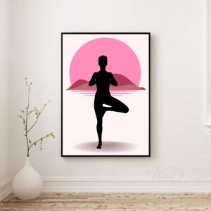 Yoga Pose Druckbare Wand Kunst Poster für ein ruhiges und stilvolles Heimstudio, Rosa Yoga Digital Art, entspannend & sanft Yoga Druck DIGITAL DOWNLOAD