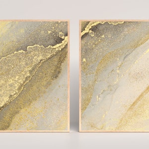 Mármol dorado Impresión digital Decoración de arte de pared, Mármol Imprimible Juego de 2, Póster abstracto de estilo de mármol, Decoración beige, DESCARGA DIGITAL, IMPRIMIBLE