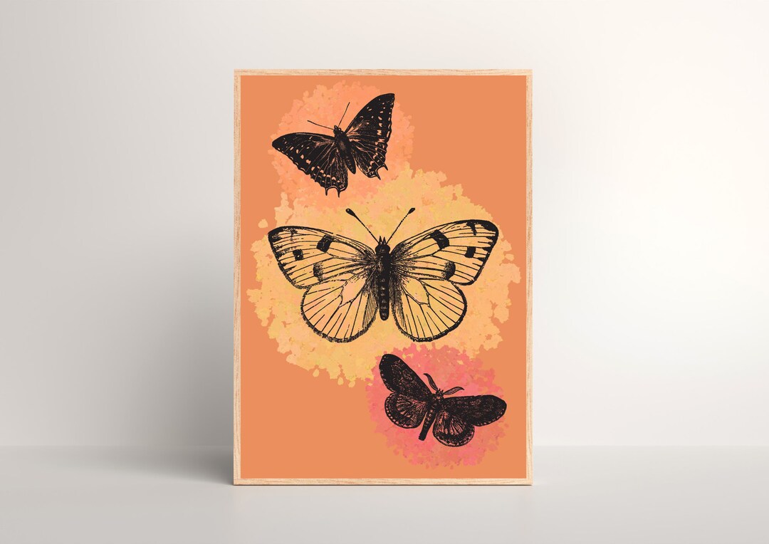 Butterfly Design Printable Wall Decor, Boho Style Trio of Butterflies ...